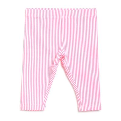 Girls White & Pink Striped Leggings